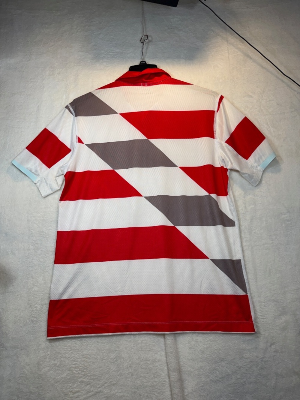 Nike Golf Polo Shirt Mens Size Medium Red White Dri-Fit Performance Colorblock - Picture 7 of 7